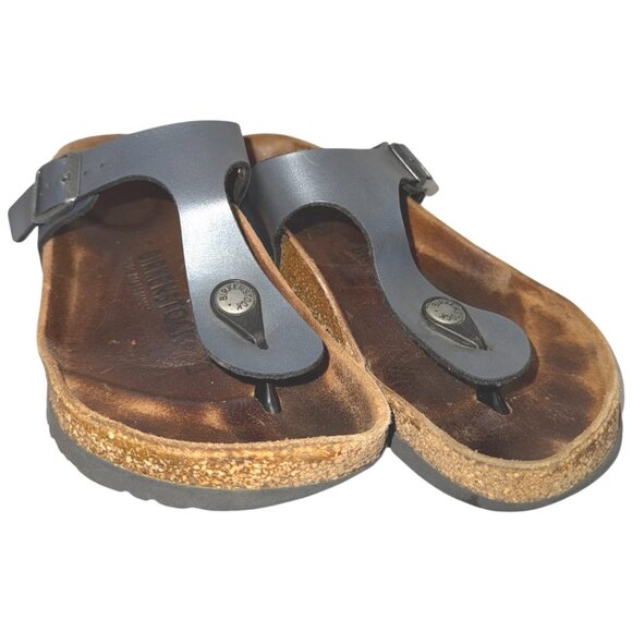 Birkenstock Gizeh Birko-Flor Thong Sandals 36 5 Ice Pearl Onyx Gray Shimmer - Picture 2 of 8